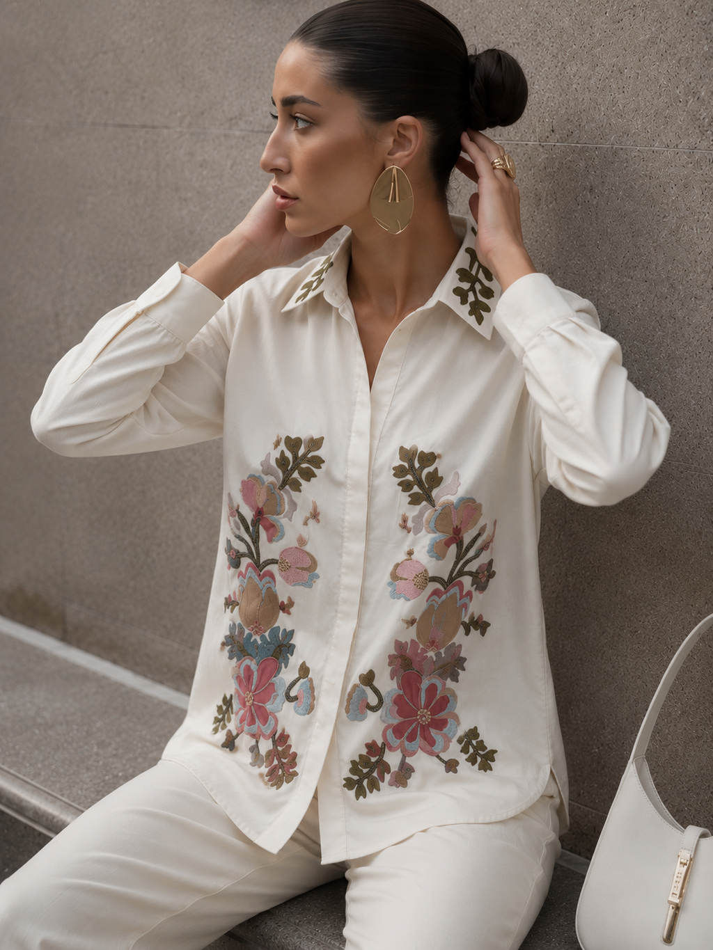White Floral Embroidered Co-ord set
