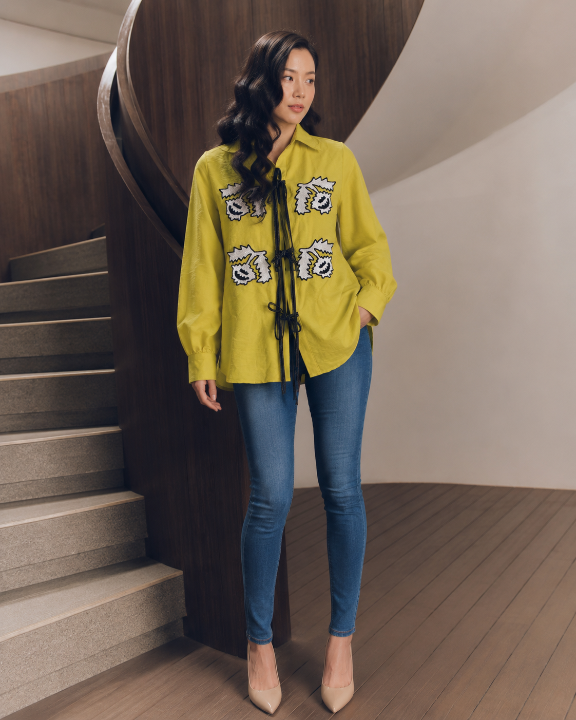 Citrine Bloom Embroidered Shirt